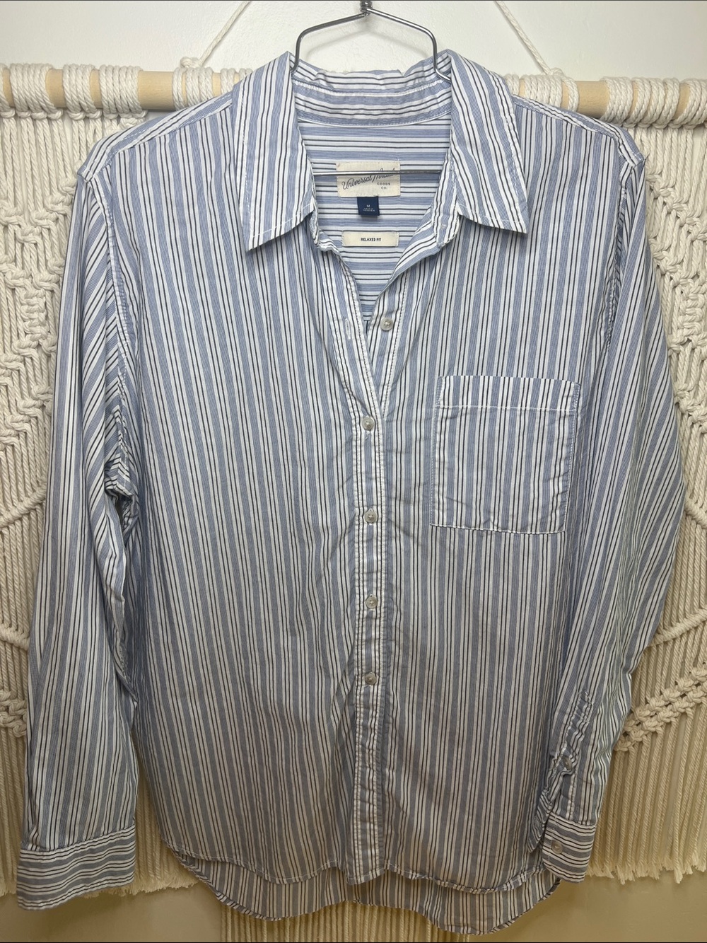 Universal Thread Blue and White Striped Button-Down Shirt